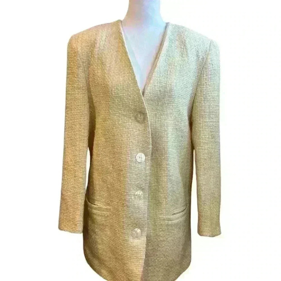 Vintage Diane Von Furstenberg Blazer Women's Size 6 Cream - Picture 3 of 11